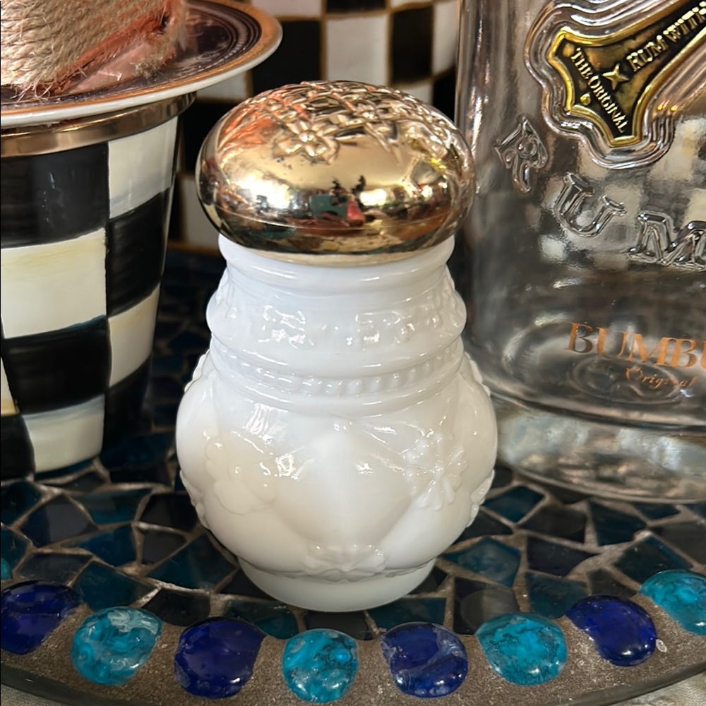 Vintage Avon MilkGlass Moonwind Powder Sachet Vanity Bottle